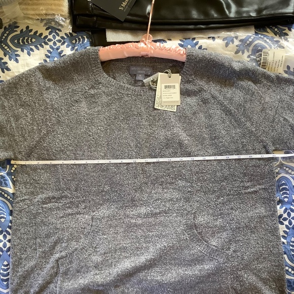 Barefoot Dreams Cozychic Lite Raglan Crew Neck Pullover Pacific Blue Chambray XL - Picture 13 of 14